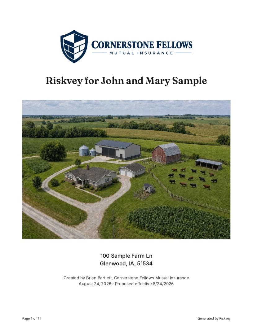 Cover page of a finished Riskvey report